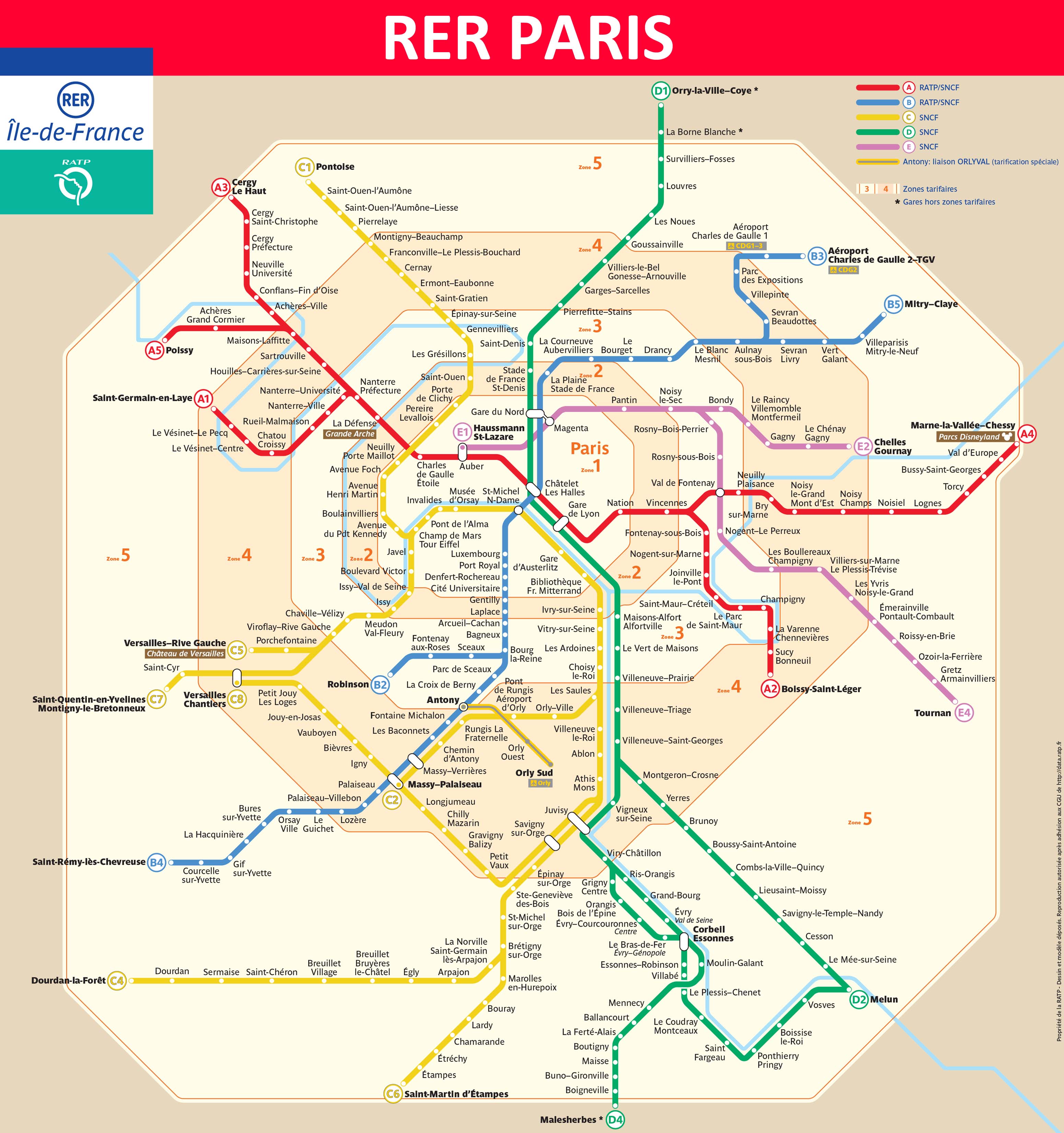 Paris Rer Map 19 Lines Schedules Stations Tickets Tourist Info